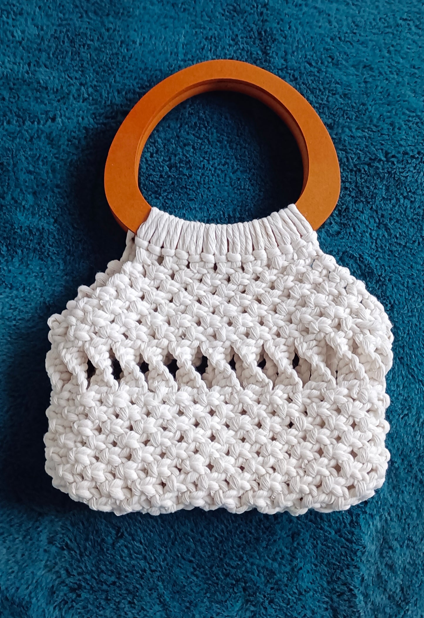 Sac blanc avec anse bois