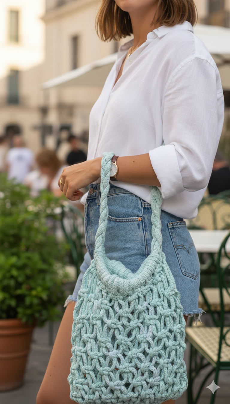 Sac Filet Vert d'eau/Gris